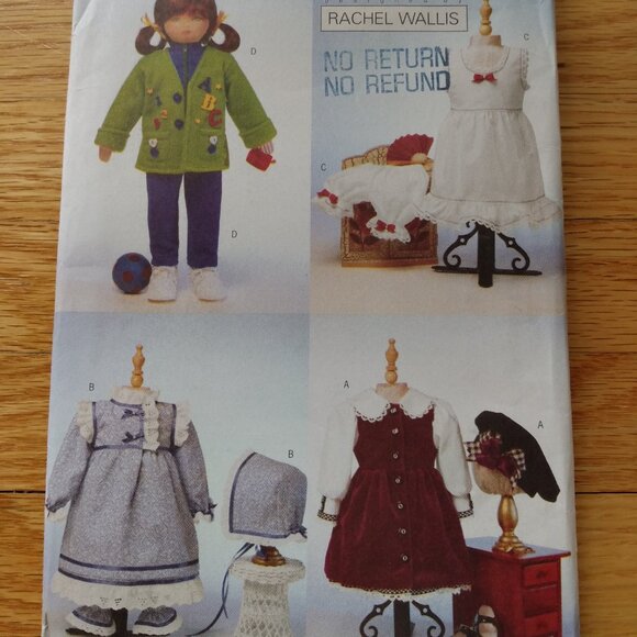 Vintage 23" Doll Clothes Sewing Pattern Prairie Pioneer Dress Modern Outfit 6373 - Picture 8 of 8